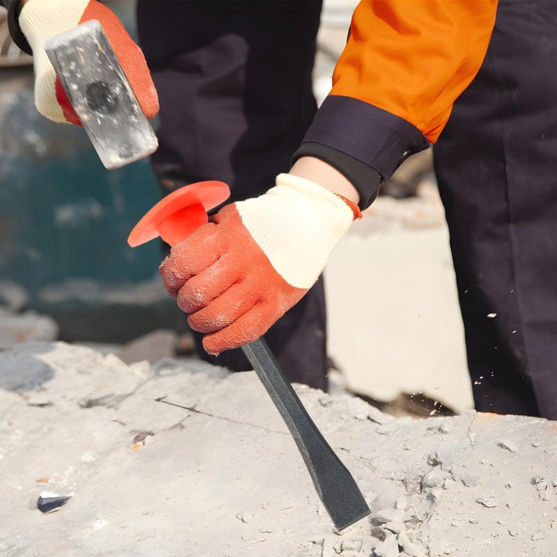 Genubi Industry Masonry Chisel With Hand Guard and Work Gloves, 10 Inch Heavy Duty Flat End Rock Concrete Mortar Stone Chisel for Demolishing Carving Splitting Breaking Hounding - Image 4